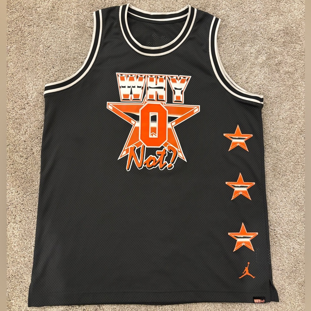 Air Jordan Russell Westbrook Why Not Basketball Jersey Mens XL Black Orange